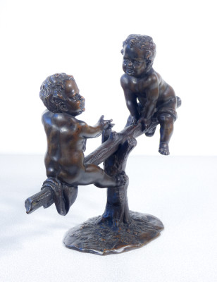 Scultura in bronzo di Antonio PANDIANI L'Altalena. Italia, Fine Ottocento