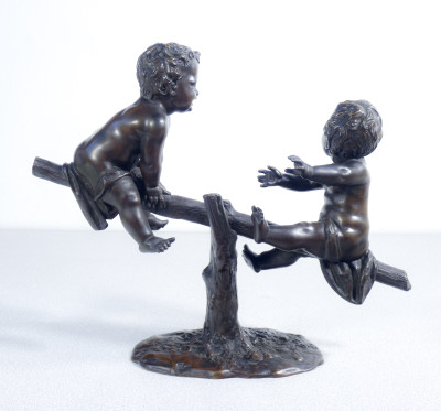 Scultura in bronzo di Antonio PANDIANI L'Altalena. Italia, Fine Ottocento