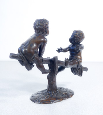Scultura in bronzo di Antonio PANDIANI L'Altalena. Italia, Fine Ottocento