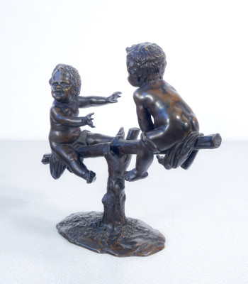 Scultura in bronzo di Antonio PANDIANI L'Altalena. Italia, Fine Ottocento