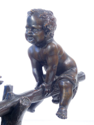 Scultura in bronzo di Antonio PANDIANI L'Altalena. Italia, Fine Ottocento