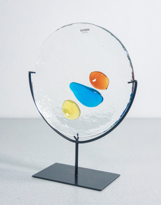 Scultura in vetro sonoro soffiato, design Alfredo BARBINI. Murano, Anni 70