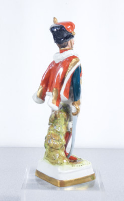 Scultura raffigurante Eugène de Beauharnais, BOURDOIS & BLOCH in porcellana dipinta a mano. Francia, Primo Novecento
