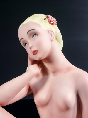 Scultura in ceramica Nudo di donna, manifattura TRE A.A.A. Torino, Anni 30