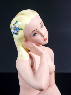 Scultura in ceramica Nudo di donna, manifattura TRE A.A.A. Torino, Anni 30