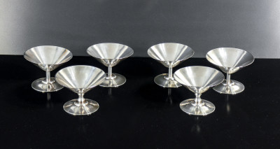 ?? SET 6 COPPE BICCHIERI WMF METALLO PLACCATO ARGENTO 1950S DESSERT GELATO