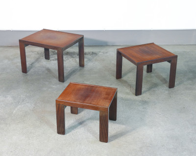 Tris di tavolini estraibili mod. 777, design Afra & Tobia SCARPA per CASSINA. Italia, Anni 60