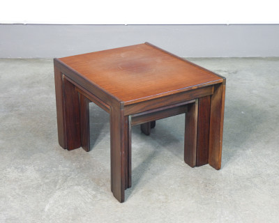 Tris di tavolini estraibili mod. 777, design Afra & Tobia SCARPA per CASSINA. Italia, Anni 60