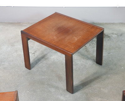 Tris di tavolini estraibili mod. 777, design Afra & Tobia SCARPA per CASSINA. Italia, Anni 60