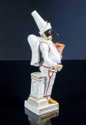 Statuina in porcellana di MEISSEN Pulcinella, Commedia dell'Arte. Germania, Anni 70