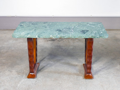 Tavolino basso design Pier Luigi COLLI, in legno e marmo. Italia, Anni 50