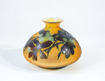 Vaso in vetro firmato Émile GALLÉ Art Nouveau. Francia, Secondo Ottocento