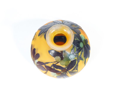 Vaso in vetro firmato Émile GALLÉ Art Nouveau. Francia, Secondo Ottocento