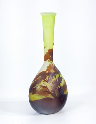 Vaso in vetro firmato Émile GALLÉ Art Nouveau. Francia, Secondo Ottocento
