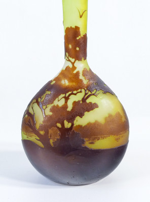 Vaso in vetro firmato Émile GALLÉ Art Nouveau. Francia, Secondo Ottocento