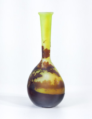 Vaso in vetro firmato Émile GALLÉ Art Nouveau. Francia, Secondo Ottocento