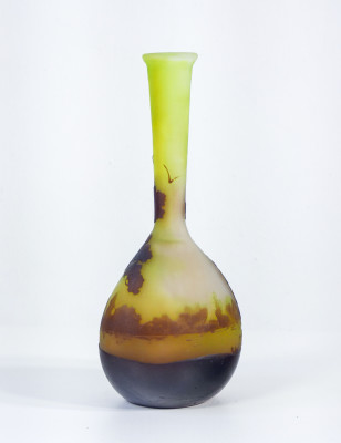 Vaso in vetro firmato Émile GALLÉ Art Nouveau. Francia, Secondo Ottocento
