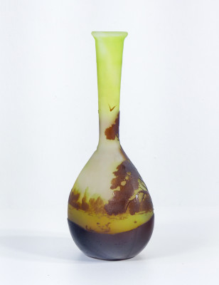 Vaso in vetro firmato Émile GALLÉ Art Nouveau. Francia, Secondo Ottocento